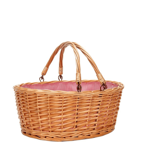 Wicker Picnic Basket with Foldable Handles – Red, 16"
