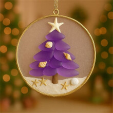 Sea Glass Christmas Ornament Beach Theme Purple 1 Piece