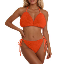 Bikiniset för kvinnor, tvådelad bikini med hög midja för strand- och poolaktiviteter, dambikini, orange, en storlek