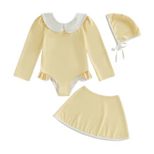 Girls Swimsuit UPF 50 Sun Safe Tankini for Toddler 2-3 Years, Yellow