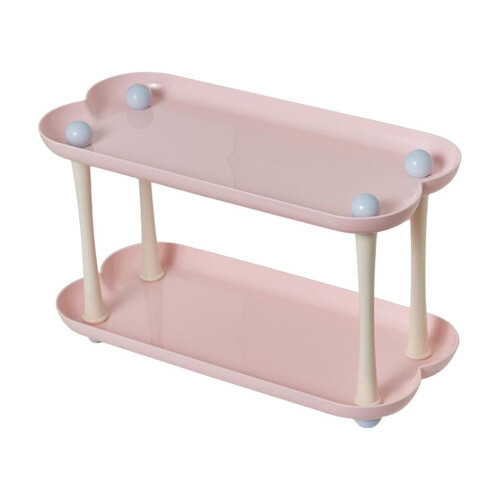 Plastic Tray Shelf Storage Rack 2-Tier Pink 1