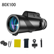 80x100 HD Low-Light Monocular Telescope with Smartphone Adapter, 15.55.5cm — Compatible with iPhone/Android