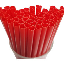 200 Stück herzförmige rote Strohhalme, einzeln verpackt, Einweg-Plastikstrohhalme – Valentinstag, Cocktail- und Geburtstagsparty,