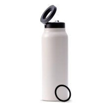 Garrafa de água térmica de aço inoxidável de 710 ml com compartimento para celular.