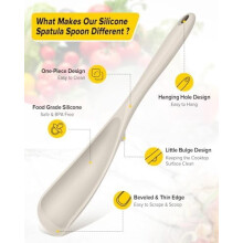 Lot de 2 cuillères de cuisine antiadhésives, spatule multifonction sans BPA, conception monobloc pour ramasser, racler, servir et mélanger (kaki)