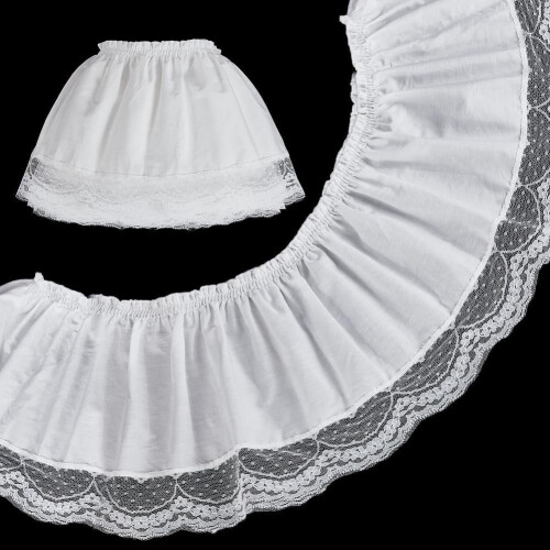 White Cotton Ruffle Lace Trim 6" Wide 1.82m/Set