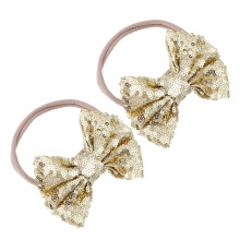 Diademas elásticas con lazo de lentejuelas (paquete de 2) para recién nacidos y niños pequeños.