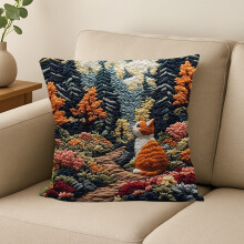 Housse de coussin brodée à motif chaton, style cottage, douce et en polyester, idéale pour canapé, salon ou chambre.