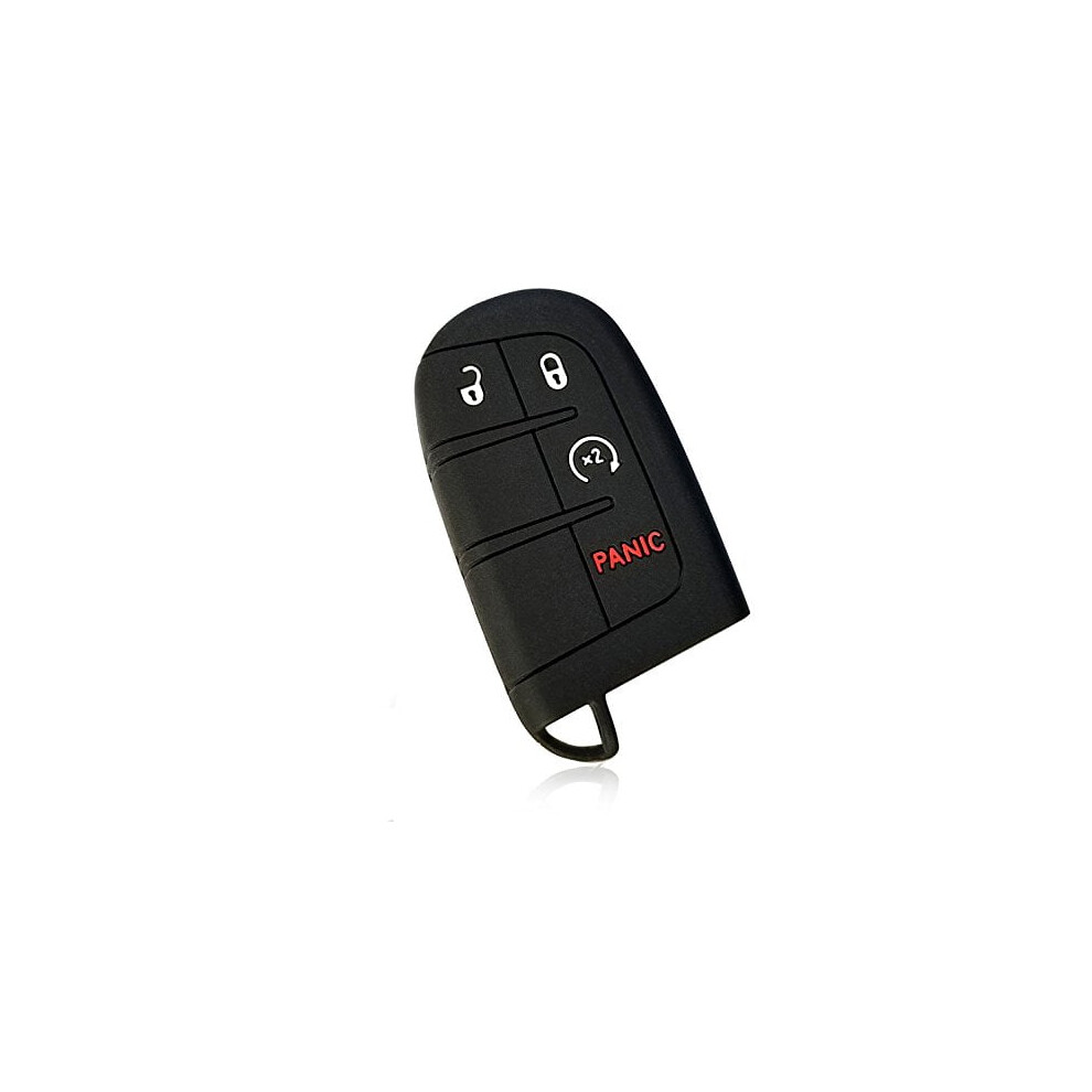 4 Button Silicone Case Protector Key Fob Smart Car Remote Holder For Dodge Ram Durango Challenger Jeep Grand Cherokee Smart Key (Black) Black 9083649252857