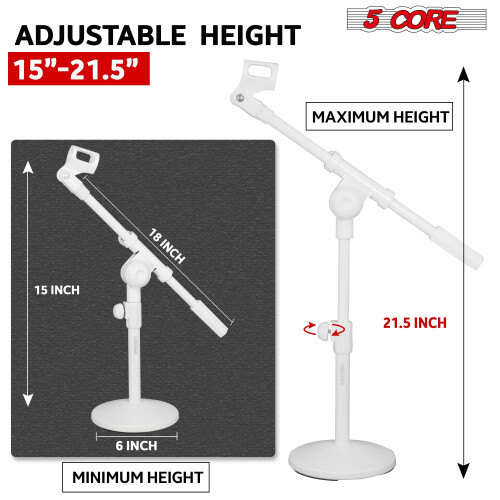 Supporto per microfono da scrivania con base rotonda, supporto universale per microfono da tavolo. 1