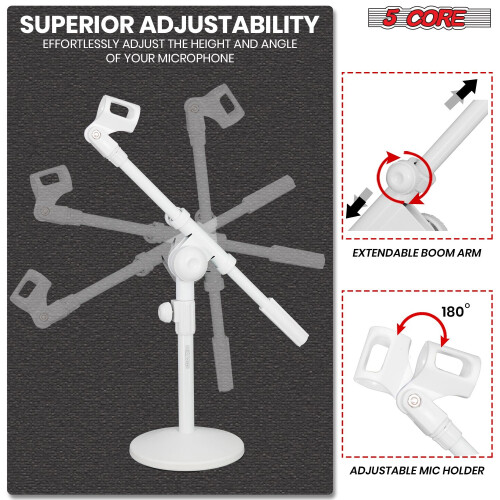 Supporto per microfono da scrivania con base rotonda, supporto universale per microfono da tavolo. 2