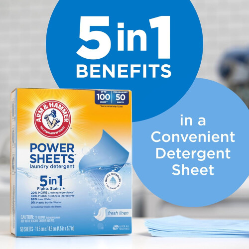 Arm & Hammer Power Sheets Wasmiddel Fresh Linen 50 stuks 1