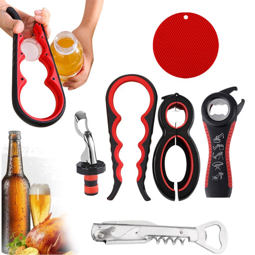 Jar Opener for Weak Hands – 5-in-1 Rubber Grip Tool