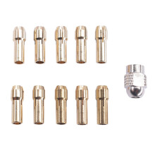 11Pcs Rotary Tool Accessories - Durable Shiny Brass Collet Chuck For Rotary Tools Including 10 Size 11Pieces