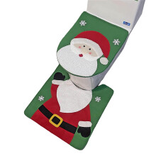 Ensemble de housse et tapis de toilette de Noël avec motif Père Noël, bonhomme de neige et renne.