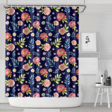 Tenda da doccia Pioneer Flower con stampa floreale, 213x183 cm, set di tende da doccia decorative per il bagno con 12 ganci, impermeabile e lavabile.