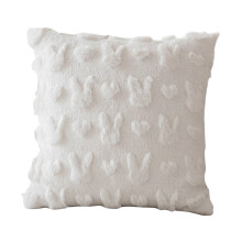 Housse de coussin de Pâques, motif lapin brodé en 3D, amovible et lavable, pour salon/chambre – Compatible avec les coussins standards