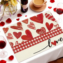 12x18 Inches Valentine's Day Printed Placemat Heat Resistant for Kitchen Dining Table Party Home Decor Festive Design