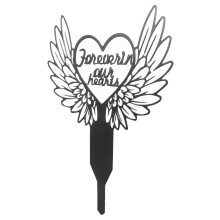 Estaca conmemorativa de metal negro para jardín, 30 x 23,5 cm.