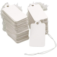 500 etichette per prezzi piccole con cordino, 4,5 x 2,5 cm, bianche, vuote, per abbigliamento/gioielli – Compatibili con i negozi al dettaglio