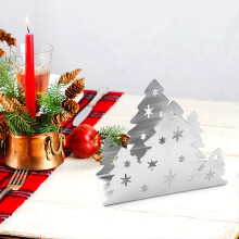 Porte-serviettes en acier inoxydable en forme de sapin de Noël, compatible avec la décoration des restaurants de style western, 16 x 12 cm