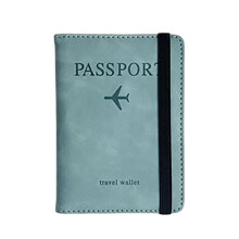 Blue RFID-Blocking Passport Holder with Credit & Boarding Pass Slots, Compatible with Standard Passports