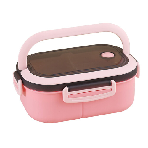 Pink Double-Layer Bento Box, Microwave-Safe, 1200ml 1
