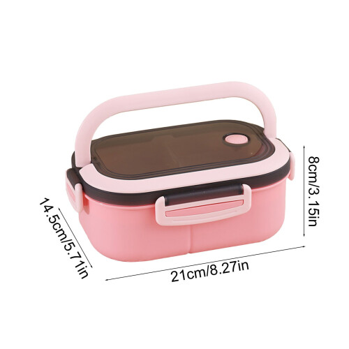 Pink Double-Layer Bento Box, Microwave-Safe, 1200ml 2