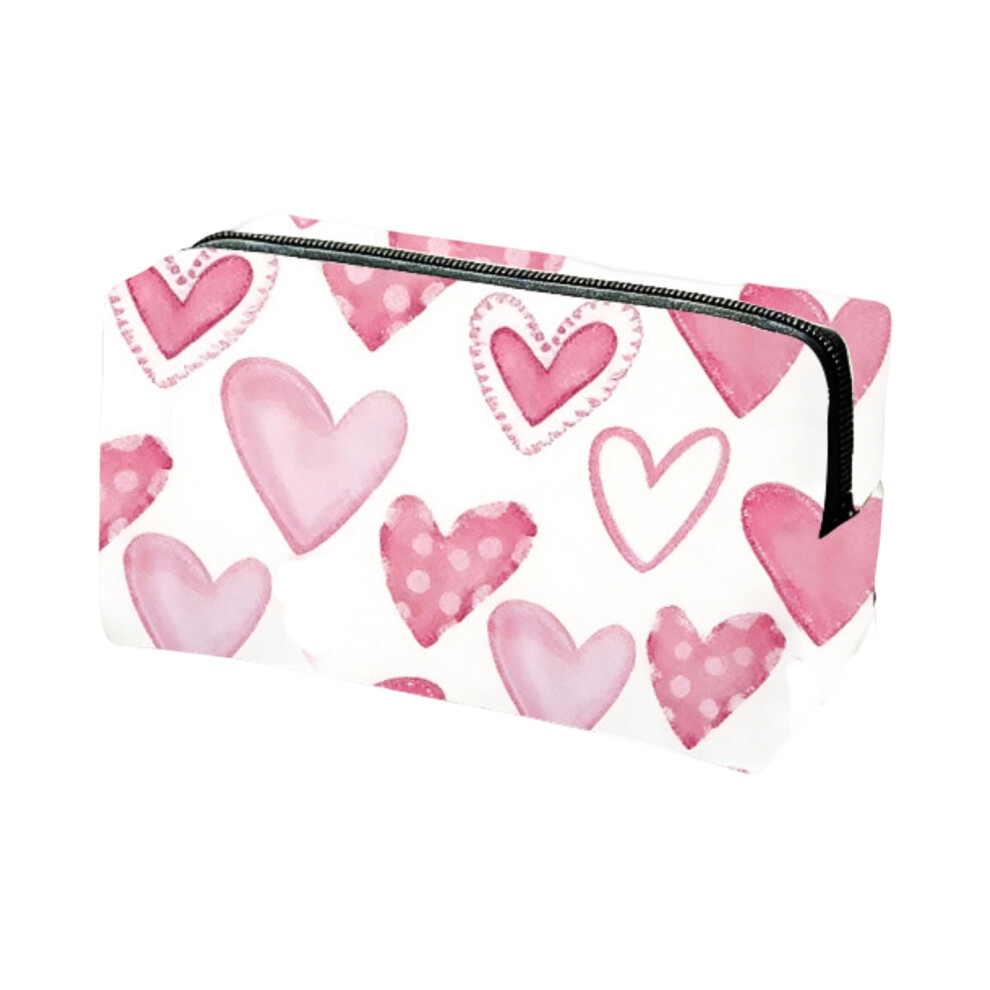 Rectangular Makeup Bag with Zipper Closure and Love Lettering Print Suitable for Storing Cosmetics Toiletries and Accessories