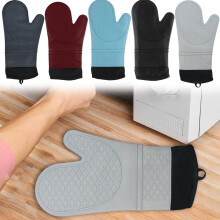 Gants de cuisine isolants en silicone résistant à la chaleur, protection des mains, surface antiadhésive hygiénique, faciles à nettoyer,