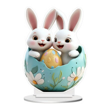 Décoration de Pâques en forme de lapin (1 pièce), en acrylique 2D, pour bureau ou salon (20 cm). Motif mignon et cartoon, idéal pour les fêtes