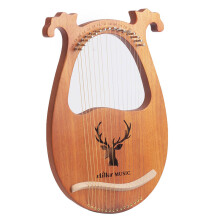 Lyre Harp Portable Design Harp Easy to Play Lyre Rich Sound Light Brown European Pattern