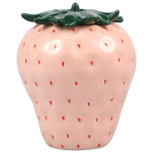 Boîte à biscuits en céramique rose à motif fraise avec couvercle – Boîte de conservation hermétique pour la cuisine, les bonbons, les