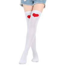 Calze lunghe sopra il ginocchio da donna per San Valentino con stampa a labbra e cuori, accessorio per costume.