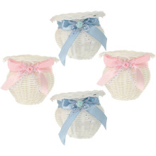 Lot de 4 petits paniers de rangement tressés avec ruban, articles ménagers pour femmes