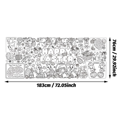 Easter Coloring Tablecloth & Poster Bunny Egg Design 59 x 2