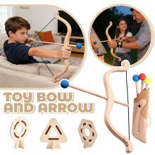 Wooden Bow and Arrow Toy Set for Kids Ages 6+ – 3 Arrows,