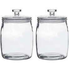 Halv-gallons glass med lokk, apotekerglass med vid åpning (sett med 2) for oppbevaring av godteri, kjøkken og klesvask