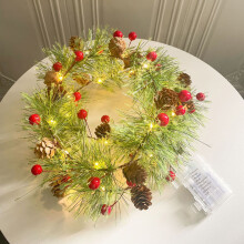 Guirlande lumineuse de Noël en rotin avec pommes de pin, 300 cm, 60 LED