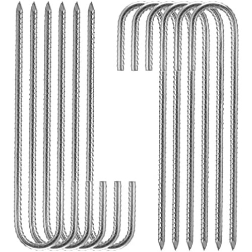 Estacas de aço galvanizado com gancho em J, 30 cm (12 polegadas), pacote com 12 unidades.