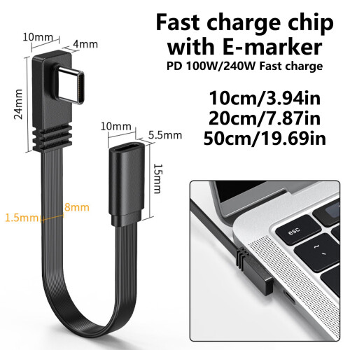 Cabo extensor USB-C para carregamento rápido e sincronização de dados. 2