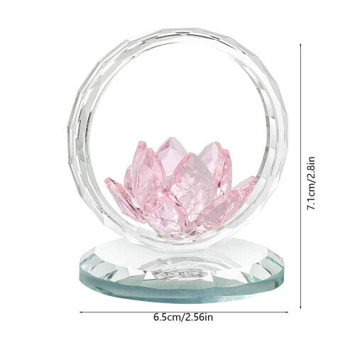 Krystal lotusblomstfigur – lyserød, blyfrit glas, 1 stk. 2