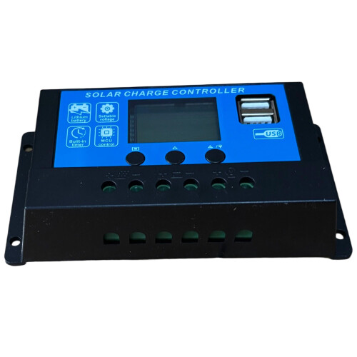 Controlador de carga solar PWM 30A 12V/24V com display LCD 1