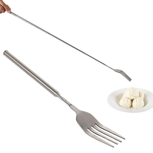 Garfo extensível para churrasco em aço inoxidável, 22-64,5 cm (8,7-25,4 polegadas), 1 peça.