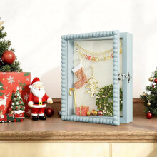11x14 Deep Shadow Box Frame with Beaded Door & Glass Window, Wooden Memory Box for Photos/Medals/Memorabilia – Blue