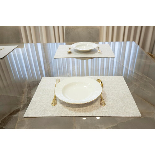 Washable Placemat Set Light Beige 13x19 Inch 4 Pack 1