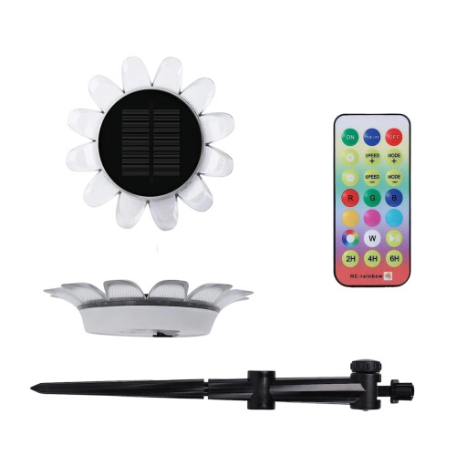 Lampada solare da terra per esterni a LED, 7 colori, con telecomando. 1