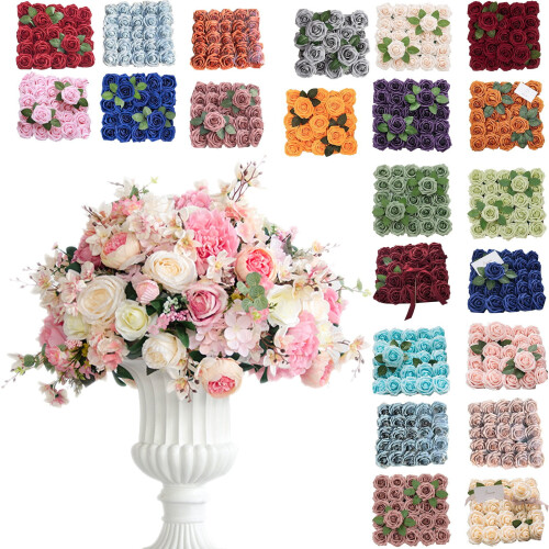 25pcs Sea Blue Artificial Roses with Stems – DIY Wedding