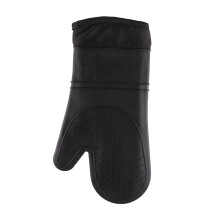 Guantes de cocina negros resistentes al calor, de silicona y algodón (paquete de 2)