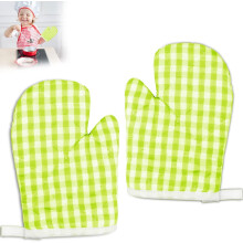 Lot de 2 maniques de cuisine pour enfants, résistantes à la chaleur, idéales pour cuisiner et pâtisser, 4-12 ans (18 x 12 cm, vertes)